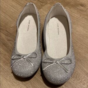 Silver Glitter Kids Shoes with Bow